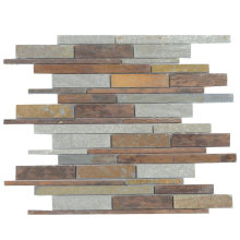 Classic Style Sheet Copper Stone Natural Slate Mosaic Tiles